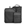 AGVA 3-in-1 black travel set is a space saving travel pouch, each travel bag can be rolled away and tied with the elastic strap when not in use